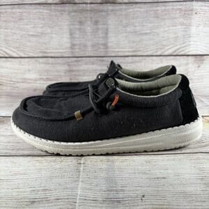 Hey Dude Youth Size J3 Wally Y Herringbone Black Shoes Slip On